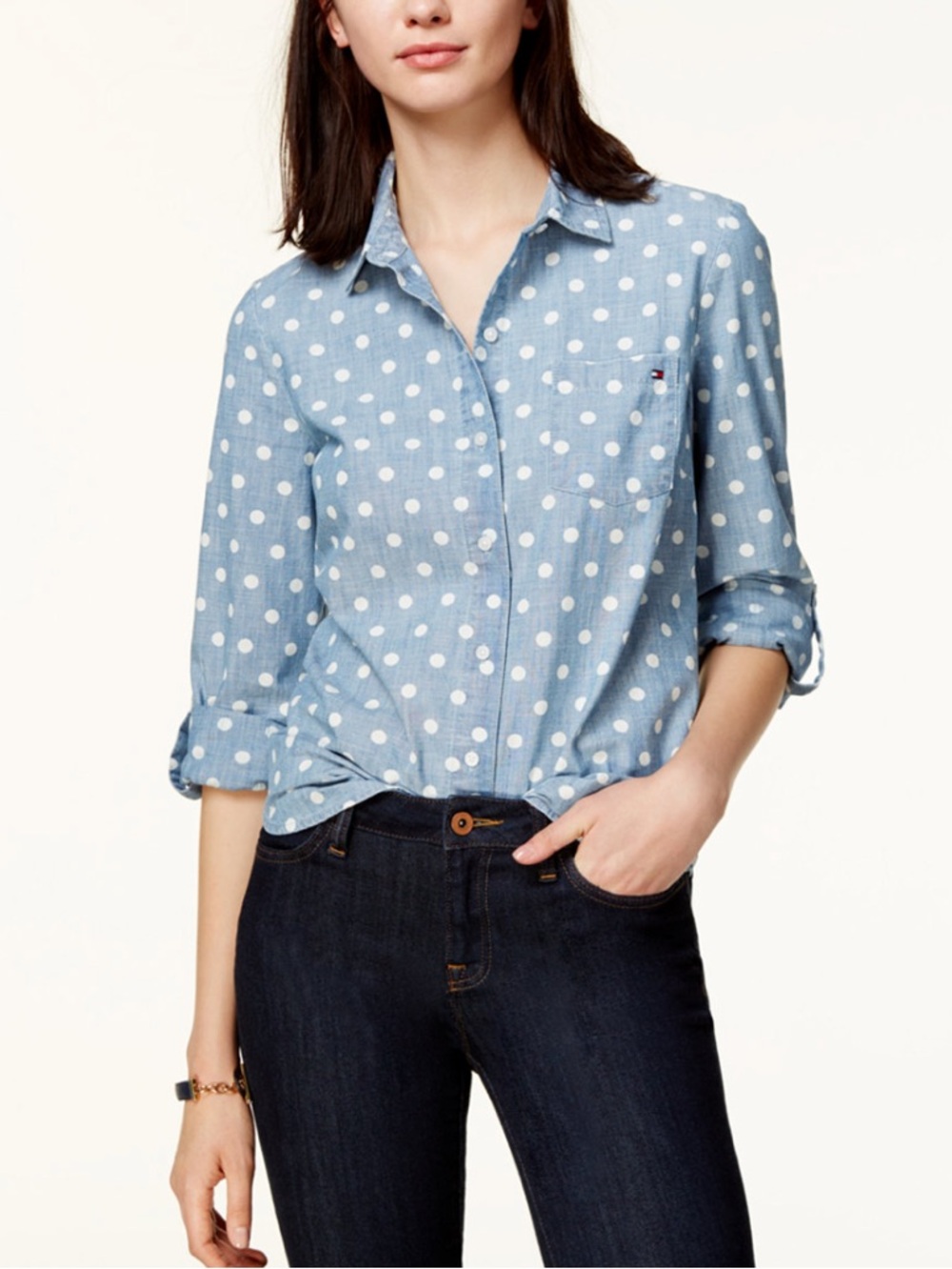 Women's Cotton Printed Roll-Tab Utility Shirt